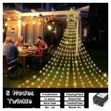 Onory Christmas Outdoor Star String Lights 23FT 860 LED Waterproof Waterfall Tree Lights with Star Topper, 8 Modes Christmas Decorations Outdoor Tree Lights for Patio, Yard, Party Holiday Dec
