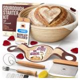 Superbaking Sourdough Starter Kit, 9\" Round Banneton Bread Proofing Basket Set, Sourdough Bread Baking Supplies, Sourdough Tools with Silicone Bread Sling, Bread Making Tools, Baking Gifts