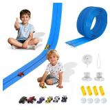Portable DIY 16ft Flexible Race Track with Roll-Up Storage Compatible with 1/64 Diecast Cars Ages 3+ï¼Includes 6 Racing Carsï¼