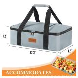 Cooklux Insulated Casserole Carrier - Single Layer Design, Food Warmer Bag for Hot&Cold Food Travel, Fits 9x13 Casserole Dish, Leak-Proof, Durable Nylon, Zip Pockets, Grey