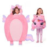 JOIEDOMI Kids Sleeping Bag Toddler Nap Mat with Pillow & Blanket 60\" x 39\" for Kids Ages 3+ Soft Plush Sleeping Mat Unicorn for Preschool and Boys Girls Kindergarten Daycare Sleepover