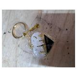 New York Big Apple Empire State Chrysler Building NYC Night Skyline with Big Apple Heart Shape Keychain NY Souvenir Gift Key Chain Ring - Only one