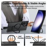 Mondelete 360Â°Spin Magnetic Stand with Silicone Strap for Samsung Galaxy S23 Ultra Case[Fit for MagSafe], Mil-Grade Shockproof Translucent S23 Ultra Phone Case with Kickstand Rotatable (Black)