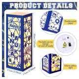 Glooglitter 12 Pcs Hanukkah Lantern Boxes with LED Candles Light Table Decorations Centerpieces for Home Party Table Decor Gifts Supplies