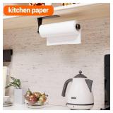Paper Towel Holder Under Cabinet, Single Hand Operable Wall Mount with Damping Effect, Self-Adhesive or Drilled for Kitchen Bathroom, Black