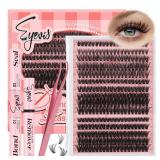 EYEVIS Lash Extension Kit 300PCS Lash Clusters Kit D Curl Eyelash Cluster 8-16mm 30D 40D 50D Individual Lashes Kit with Lash Bond and Seal Lash Tweezersï¼30D+40D+50D-D Kit, 8-16MIXï¼