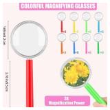 Elcoho 16 Pack Magnifying Glasses Plastic Colorful Magnifying Glasses for Party Favors Educational Toys with Storage Bag, 8 Colors
