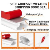 White Rubber Weather Stripping Door Seal Strip, D Shape Door Weather Seal Strip, Self-Adhesive Soundproofing Frame Insulation Tape for Doors Frame/Window Seal,Blocks Cold Drafts Noise
