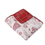 Levtex Home - Yuletide - Holiday Quilted Throw 50x60in. - Christmas Holiday Script - Red and Cream - Reversible - Cotton