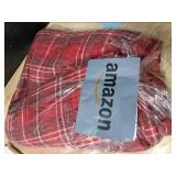 Levtex Home - Yuletide - Holiday Quilted Throw 50x60in. - Christmas Holiday Script - Red and Cream - Reversible - Cotton