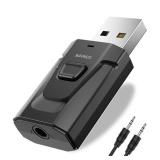 Bluetooth Car Aux Adapter, Wireless 5.0 Stereo Music Receiver Noise Cancelling Hands-Free Car Kits, Mini 3.5mm Jack Audio Adapter Transmitter for Car/Home Stereo, Speakers, PC, TV More Audio System