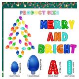 Funrous 76 Pcs Christmas Bulletin Board Decorations Christmas Light Cutouts Merry and Bright Bulletin Board Winter Holiday Bulb Paper Cutouts Xmas Classroom Decorations for School Office Party Decor