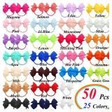 CÃLLOT Baby Hair Ties with Bows,50pcs 2inch Baby Hair Bows Durable Rubber Bands Ponytail Holders Toddler Essential Hair Accessories for Infants Baby Girls in Pairs