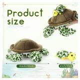 Aoriher 5 Pieces Plush Turtle Set Stuffed Turtle 12 Inch Stuffed Sea Turtle Mom with 4 Little Turtles Soft Plush Stuffed Animal Toys Tortoise Hugging for Birthday Easter, Christmas(Vivid Style)