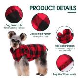Kuoser Dog Fleece Vest, Warm Plaid Dog Sweater with Leash Hole, Soft Puppy Pajamas Dogs Winter Coat Cozy Puppy Jacket for Small Medium Dogs Cats, Spring Fall Cold Weather Pet Christmas Outfit,Red XS