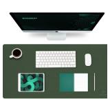 K KNODEL Large Office Leather Desk Mat, Mouse and Keyboard Pad, Computer and Laptop Mat, Desktop Protector and Cover, Writing Pad and Blotter (31.5\"x15.7\", Dark Green)