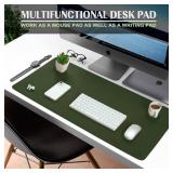 K KNODEL Large Office Leather Desk Mat, Mouse and Keyboard Pad, Computer and Laptop Mat, Desktop Protector and Cover, Writing Pad and Blotter (31.5\"x15.7\", Dark Green)