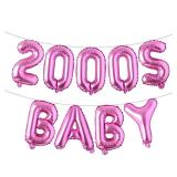 2000s Baby Party Decor Y2K Early 2000s Party Backdrop Banner Y2k Pink Party Backdrop Foil Balloons Y2k Balloons Birthday Party Decor Supplies (2000S BABY Rose Red)