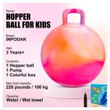 INPODAK Hopper Ball 18 Inch Bouncy Ball with Handle for Kids, Hippity Hop Jumping Bounce Hopping Toy for Boys Girls Ages 3-6 Includes Pump and Gift Box Great Gift for Birthday