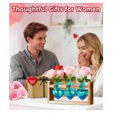 Nacome Plant Terrarium Propagation Stations: Valentines Day Gifts for Her Plant Lovers Women Mom Wife Daughter - 3 Bulb Glass Vase with Wooden Stand Tabletop for Hydroponics Home Garden Wall Decor