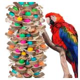 WQY GroceryShop Parrot Toys for Large Birds, Multicolored Wooden Blocks Bird Chewing Toy Parrot Cage Bite Toy or Macaws Cokatoos African Grey and Large Medium Birds
