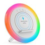 Swarmir Bluetooth Speaker Night Lights, Wireless Charging Kids Speaker, Color Changing Modern Bluetooth Lamp,Teenage Boys Girls Gifts Ideas/Please use The Original Adapter(10W Wireless Charging)