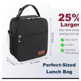 Femuar Lunch bag for Men Women Adults Small for Office Work Picnic - Reusable Portable Lunchbag, Black
