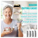 Nourislif Adaptive Utensils 4pcs For Hand Tremors,Elderly, Arthritis,Parkinsons-Built Up Utensils For Adults 2.5oz Each, Silverware Set With Handle, Flatware Cutlery Set For Seniors