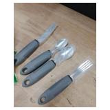 Nourislif Adaptive Utensils 4pcs For Hand Tremors,Elderly, Arthritis,Parkinsons-Built Up Utensils For Adults 2.5oz Each, Silverware Set With Handle, Flatware Cutlery Set For Seniors