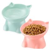 Yaomiao 2 Pcs Plastic Elevated Cat Bowls Raised Pet Food Water Bowls for Small Kitten Pet(Pink, Green)