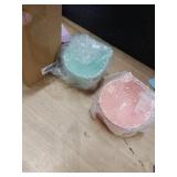 Yaomiao 2 Pcs Plastic Elevated Cat Bowls Raised Pet Food Water Bowls for Small Kitten Pet(Pink, Green)