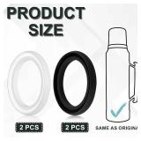 4pcs Silicone Replacement Gaskets Classic for Stanley, Sealing O Ring Gasket for Thermos Lid Compatible with Stanley Classic 20oz 1.0 QT 1.5 QT 2 QT 2.5 QT Vacuum Bottle Stopper (Black, White)