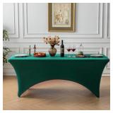 FOLINS&HOME Green 6FT Fitted Spandex Tablecloth, Waterproof Wrinkle Free Washable Elastic Table Cover for 6 Foot Rectangle Folding Tables, Stretch Table Cloth for Wedding, Banquet, Party