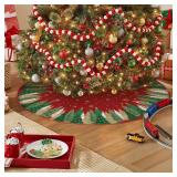 Mouse Christmas Decorations Tree Skirt 48 Inch Merry Christmas Tree Skirt Gingerbread Theme Soft Tree Mat Decorations for Winter Holiday Xmas Tree Decor