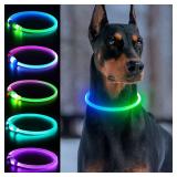 Light Up Dog Collars, USB Rechargeable Dlitk LED Dog Collar 1 Count, TPU Cuttable Size Glow Collar for Dogs, Dog Collar Light, Please Do Not Use Fast Charging (Green+Blue)
