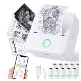cudinham Print Pods Mini Printer, Sticker Printer with 10 Rolls Thermal Printing Paper, Inkless Pocket Printpod for Phone, Impresora PortÃ¡til for Notes, DIY, Compatible with iOS & Android (White)