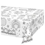 Gatherfun Disposable Fall Thanksgiving Color-in Paper Tablecloth Decorationï¼Turkey Thanksgiving Day Paper Table Cover for Autumn Children School Party Decor-54 x 88 in