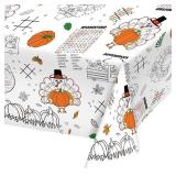 Gatherfun Disposable Fall Thanksgiving Color-in Paper Tablecloth Decorationï¼Turkey Thanksgiving Day Paper Table Cover for Autumn Children School Party Decor-54 x 88 in