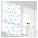 Cheerupp Blue Bow Arch Backdrop Covers, 6 Ft Stretchy Arch Backdrop Stand Covers, Bowknot Photography Background Arch Stand Covers for Birthday Baby Shower Bachelorette Party Decor