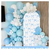 Cheerupp Blue Bow Arch Backdrop Covers, 6 Ft Stretchy Arch Backdrop Stand Covers, Bowknot Photography Background Arch Stand Covers for Birthday Baby Shower Bachelorette Party Decor