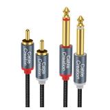 CableCreation RCA to 1/4 Cable, Dual 1/4 inch TS to Dual RCA Stereo Audio Interconnect Cord, Gold Plated Copper Shell 2X 6.35mm 1/4 inch Male TS to 2 RCA Male, 3FT