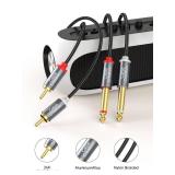 CableCreation RCA to 1/4 Cable, Dual 1/4 inch TS to Dual RCA Stereo Audio Interconnect Cord, Gold Plated Copper Shell 2X 6.35mm 1/4 inch Male TS to 2 RCA Male, 3FT