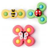 LiKee Strong Suction Cup Fidget Rotating Sensory Bath Toys for Baby Christmas Stocking Stuffers, Airplane Car Travel Table & Window Toys for Toddler Boys and Girls, 10+ Months