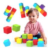 Magnetic Building Blocks Large, 1.65 inch Magnetic Stacking Cubes for Toddlers, Sensory & Montessori Toys for Boys & Girls 1 2 3 Years Old (12 PCS)