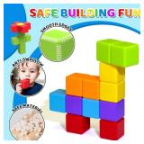 Magnetic Building Blocks Large, 1.65 inch Magnetic Stacking Cubes for Toddlers, Sensory & Montessori Toys for Boys & Girls 1 2 3 Years Old (12 PCS)