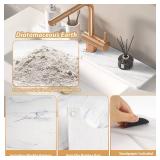 Volminex Kitchen Sink Faucet Mat, Diatomaceous Earth Quick Dry Sink Splashback Drying Mat, Kitchen Faucet Super Absorbent Mat, Quick-Drying Water Absorbing Stone Tray (Marble Stripes, 23.6\" x 3.9\")