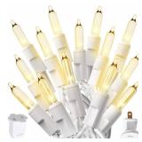 PREXTEX 100-Count Ultra Bright Christmas Lights - 20 ft Clear StringLights on White Wire - Incandescent Xmas TreeLights for Indoor and Outdoor Decorations