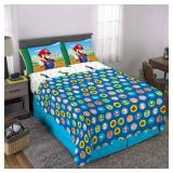 Super Mario Kids Bedding Soft Cozy Microfiber 4 Piece Full Size Sheet Set, (Officially Licensed Product) By Franco