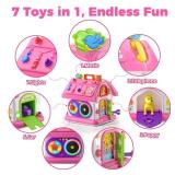 Talkfun Montessori Toy for 1 Year Old Girl Gifts, Musical Bilingual Educational Toddler Toy Age 1-2 Yr 12-18 Month, First Birthday Gift for 1 Year Old Girl (Pink)