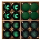 Christmas Ornaments Balls Christmas Decorations Xmas Tree Shatterproof Green Velvet Ball Ornaments for Holiday Thanksgiving Party Indoor Outdoor Decor 16 Pcs